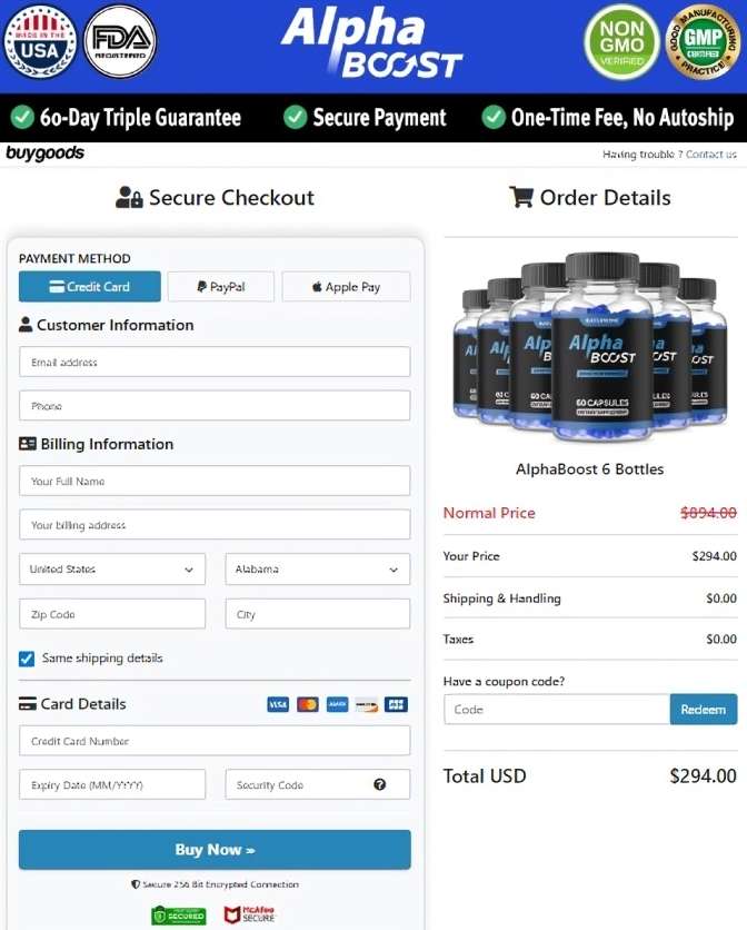 alpha boost order page